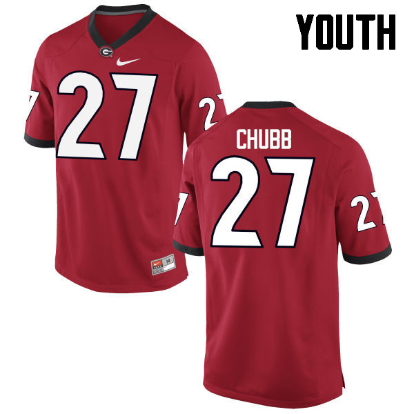 Youth Georgia Bulldogs #27 Nick Chubb College Football Jerseys-Red